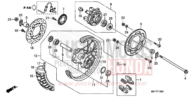 ROUE ARRIERE de TRANSALP ABS SHASTA WHITE (NH138) 2011